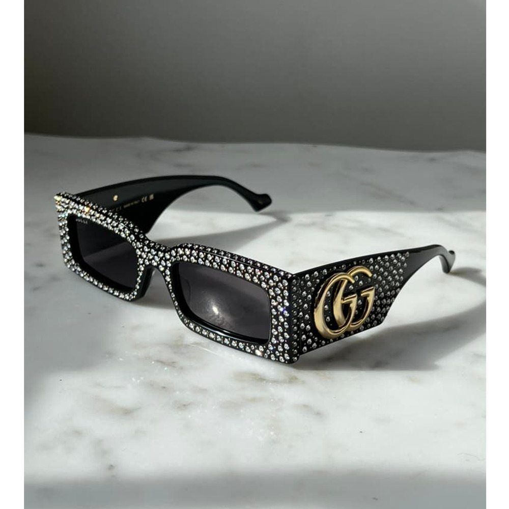 NEW Gucci GG1425S Crystal Black Marmont Sunglasses $1305 - Picture 1 of 7